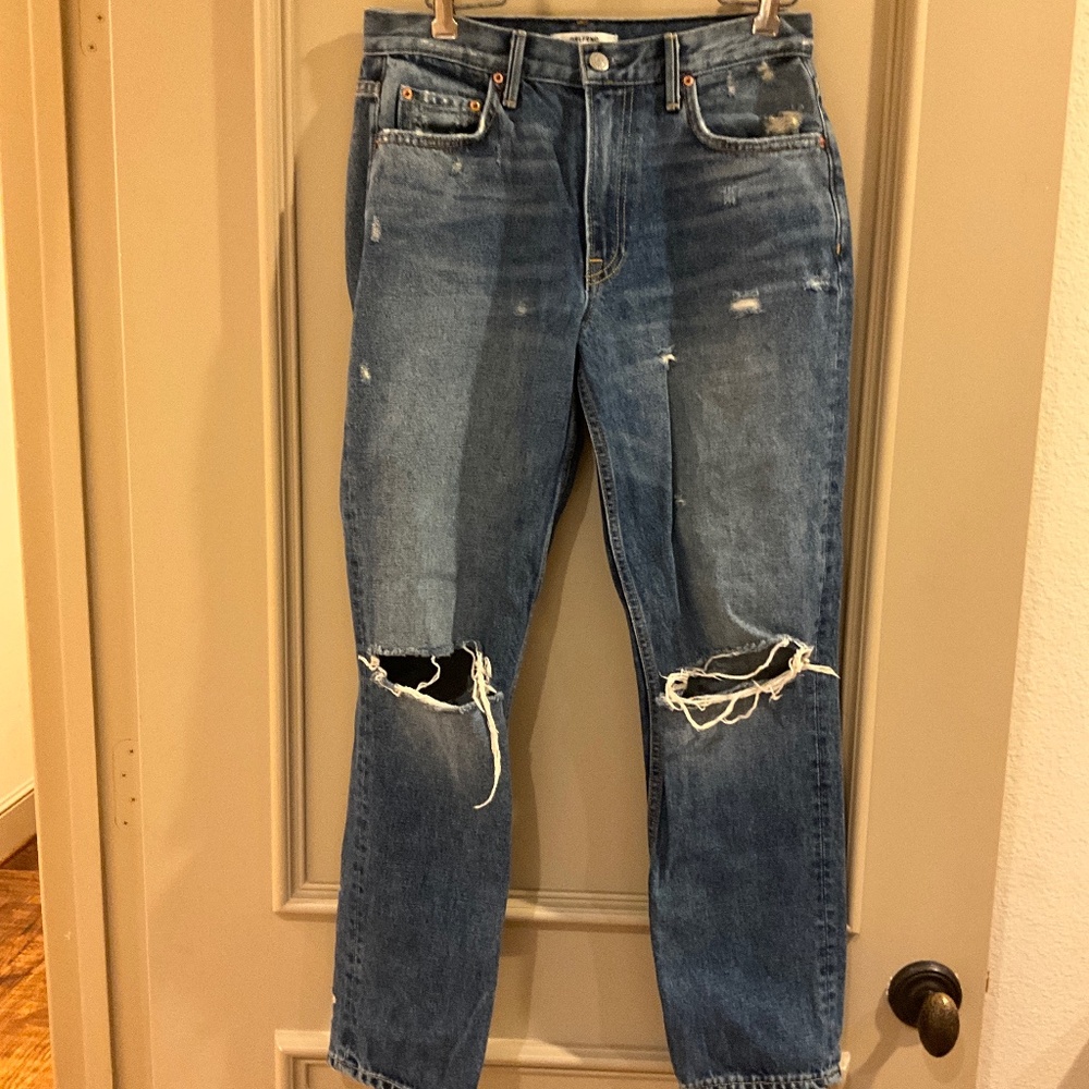GRLFRND Jane Straight Jeans in Ball of Confusion 26 Distressed 100% Cotton G273